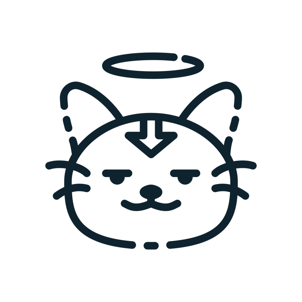 Angel Cat, designed in line style. Ideal for stickers, branding, and digital projects. Comes in multiple formats, and making it versatile for both print and online use. Transparent Background. png