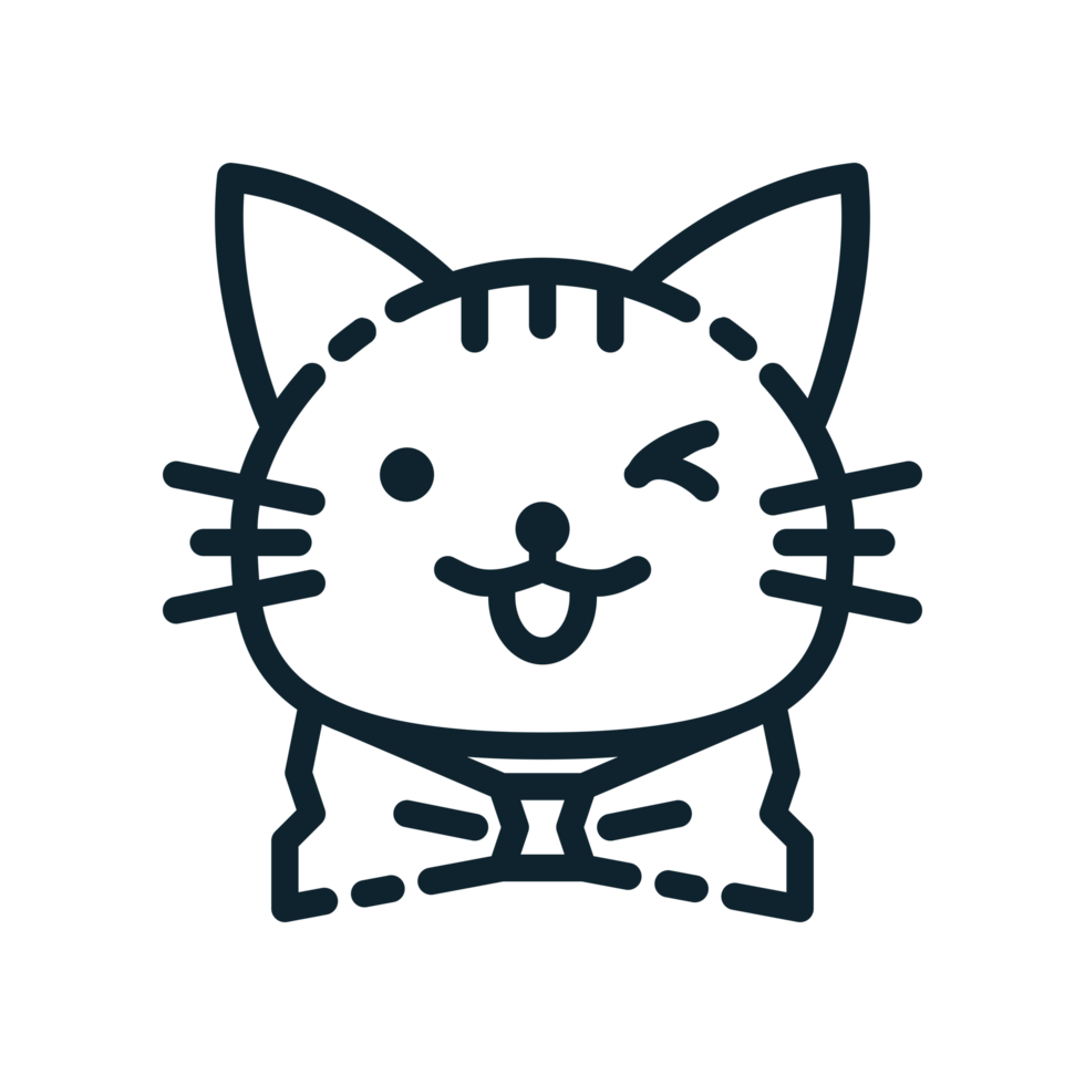Ribbon cat, designed in line style. Ideal for stickers, branding, and digital projects. Comes in multiple formats, and making it versatile for both print and online use. Transparent Background. png