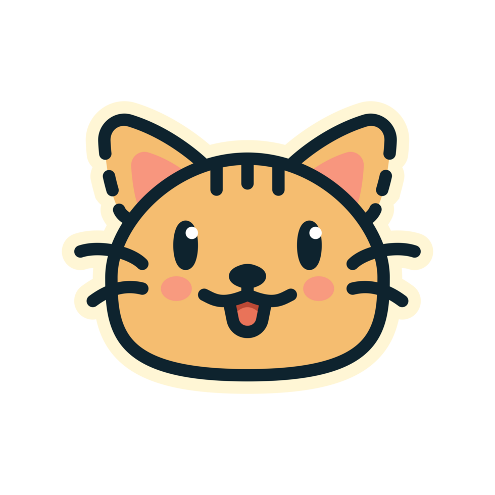 Brown cat, designed in flat style. Ideal for stickers, branding, and digital projects. Comes in multiple formats, and making it versatile for both print and online use. Transparent Background. png