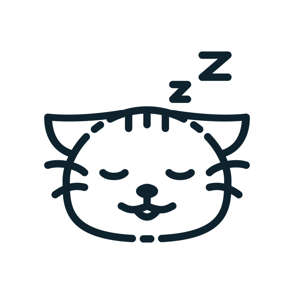 The sleeping cat, designed in line style. Ideal for stickers, branding, and digital projects. Comes in multiple formats, and making it versatile for both print and online use. Transparent Background. png