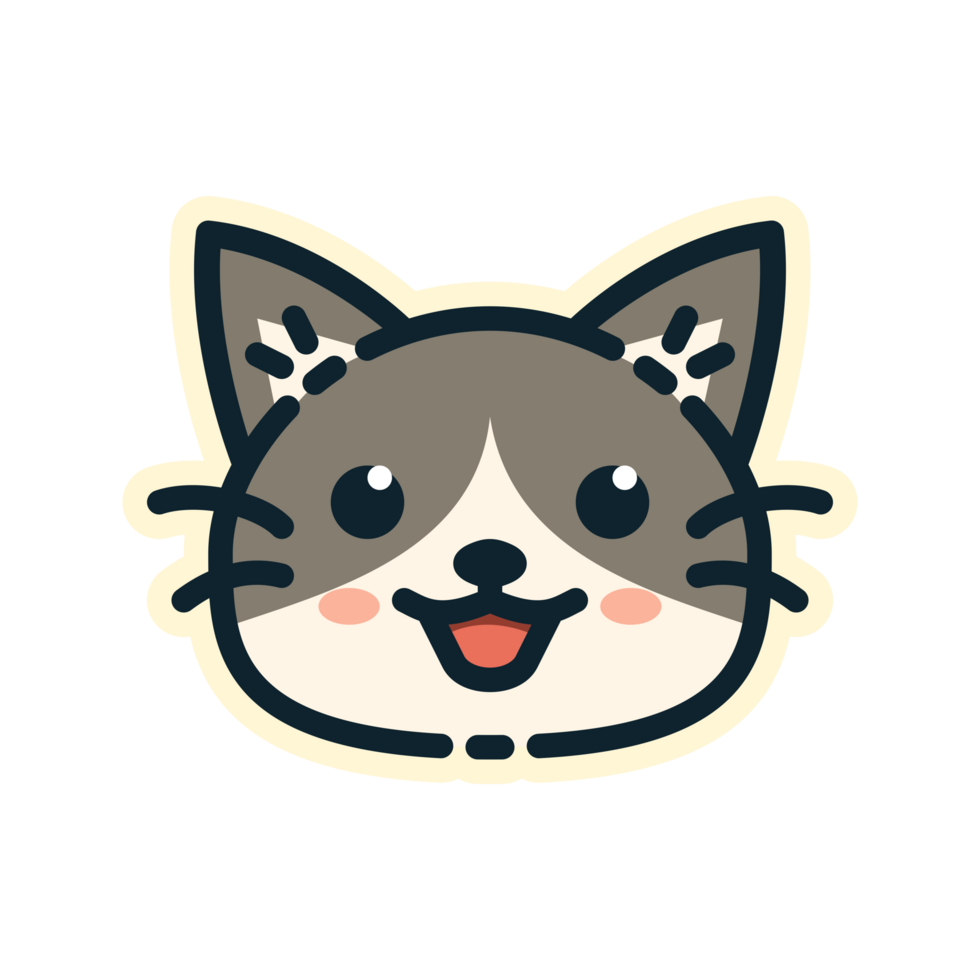 Cat, designed in flat style. Ideal for stickers, branding, and digital projects. Comes in multiple formats, and making it versatile for both print and online use. Transparent Background. png