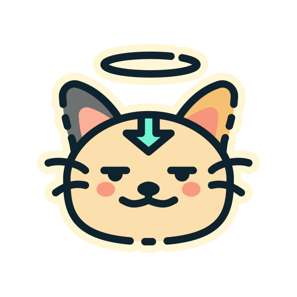 Angel Cat, designed in flat style. Ideal for stickers, branding, and digital projects. Comes in multiple formats, and making it versatile for both print and online use. Transparent Background. png