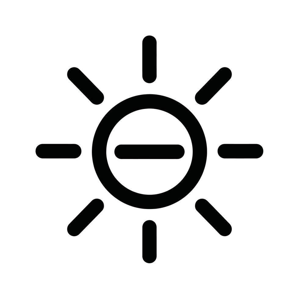 Illustration of brightness control icon, representing light adjustment and user interface element, simple and clean design vector