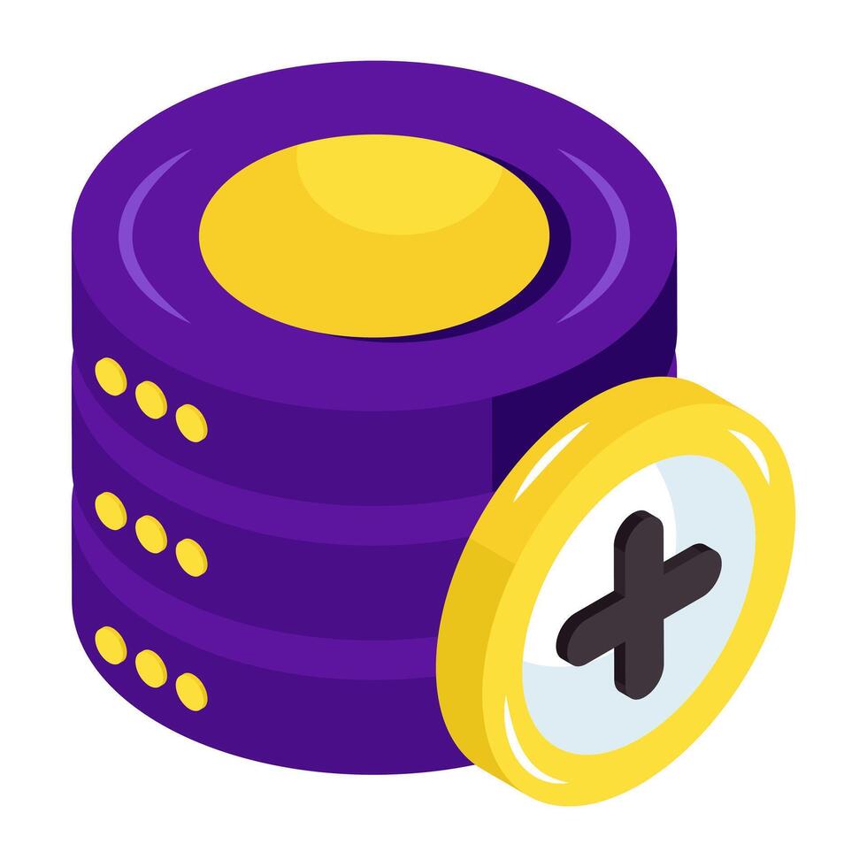 un isométrica icono diseño de añadir base de datos vector