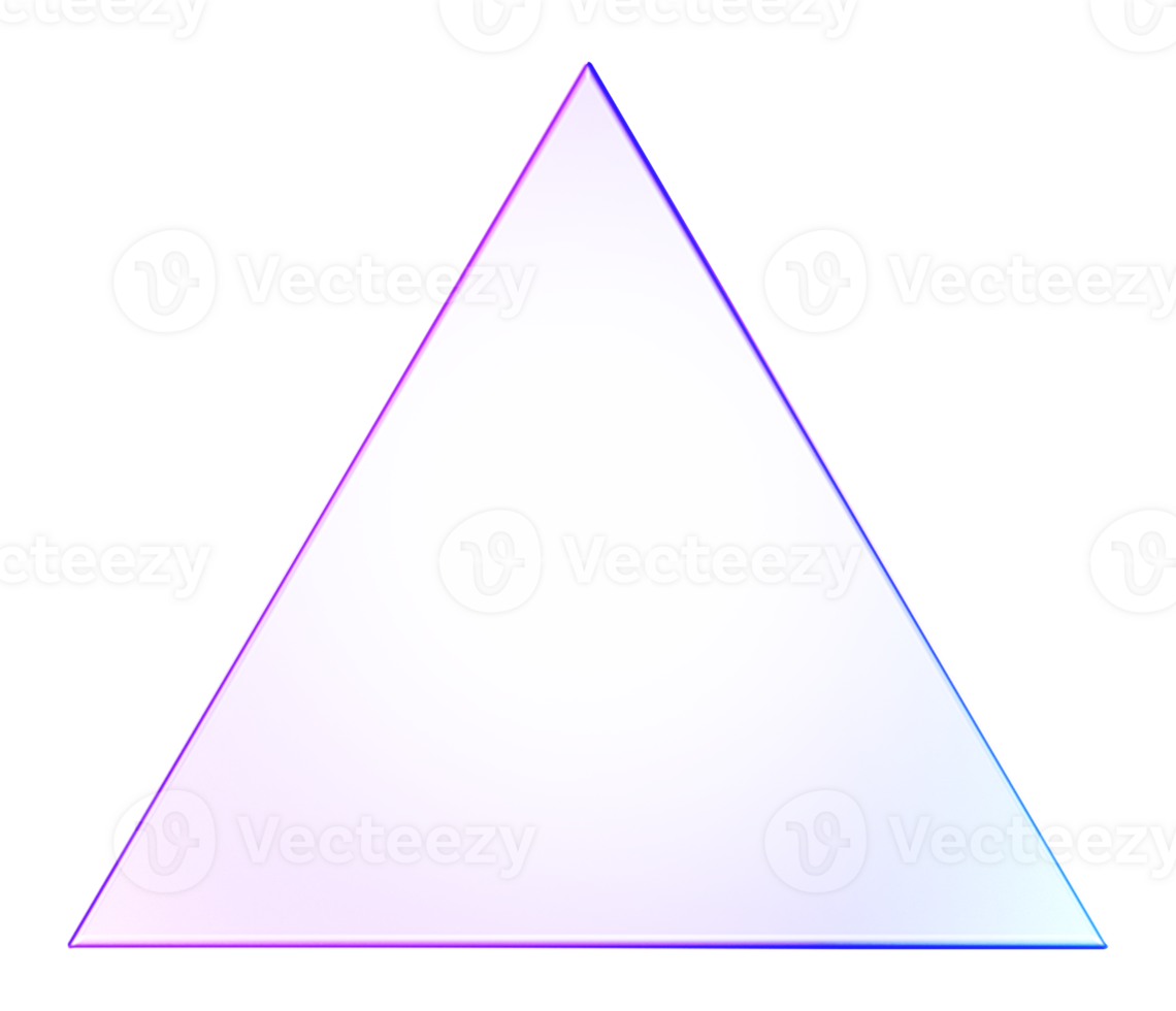 Minimal 3D glass style triangle shape in purple and blue gradient. Ideal for abstract design, geometry visuals, and creative graphics png