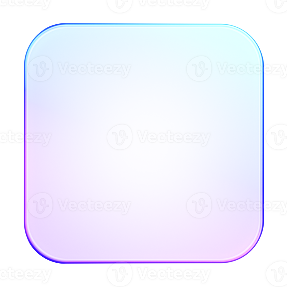 minimo 3d bicchiere stile arrotondato piazza forma nel viola e blu pendenza. Perfetto per design elementi, ui, pulsanti, e astratto sfondi png