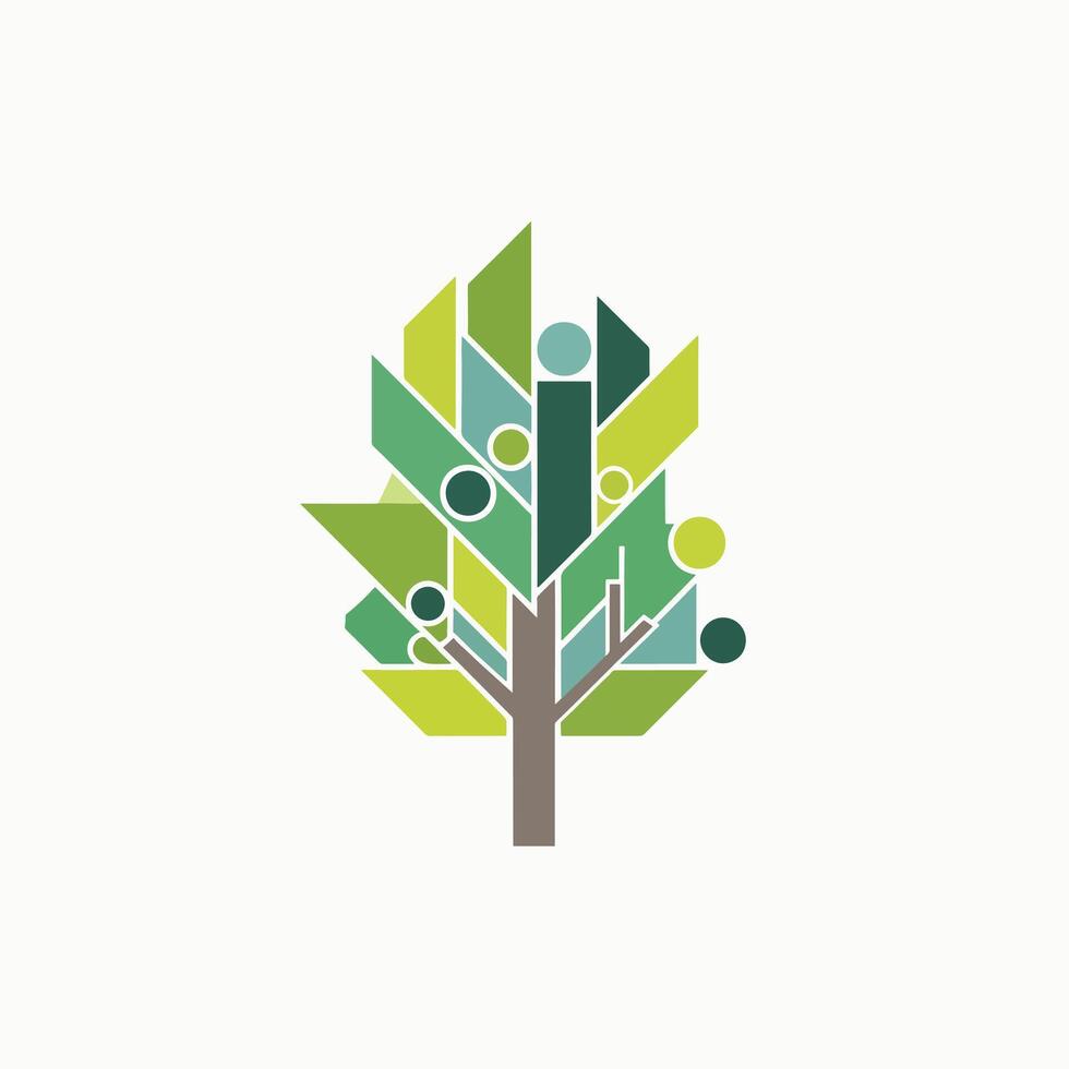 Geometric Abstract Tree Symbolizing Growth and Connection in Nature vector
