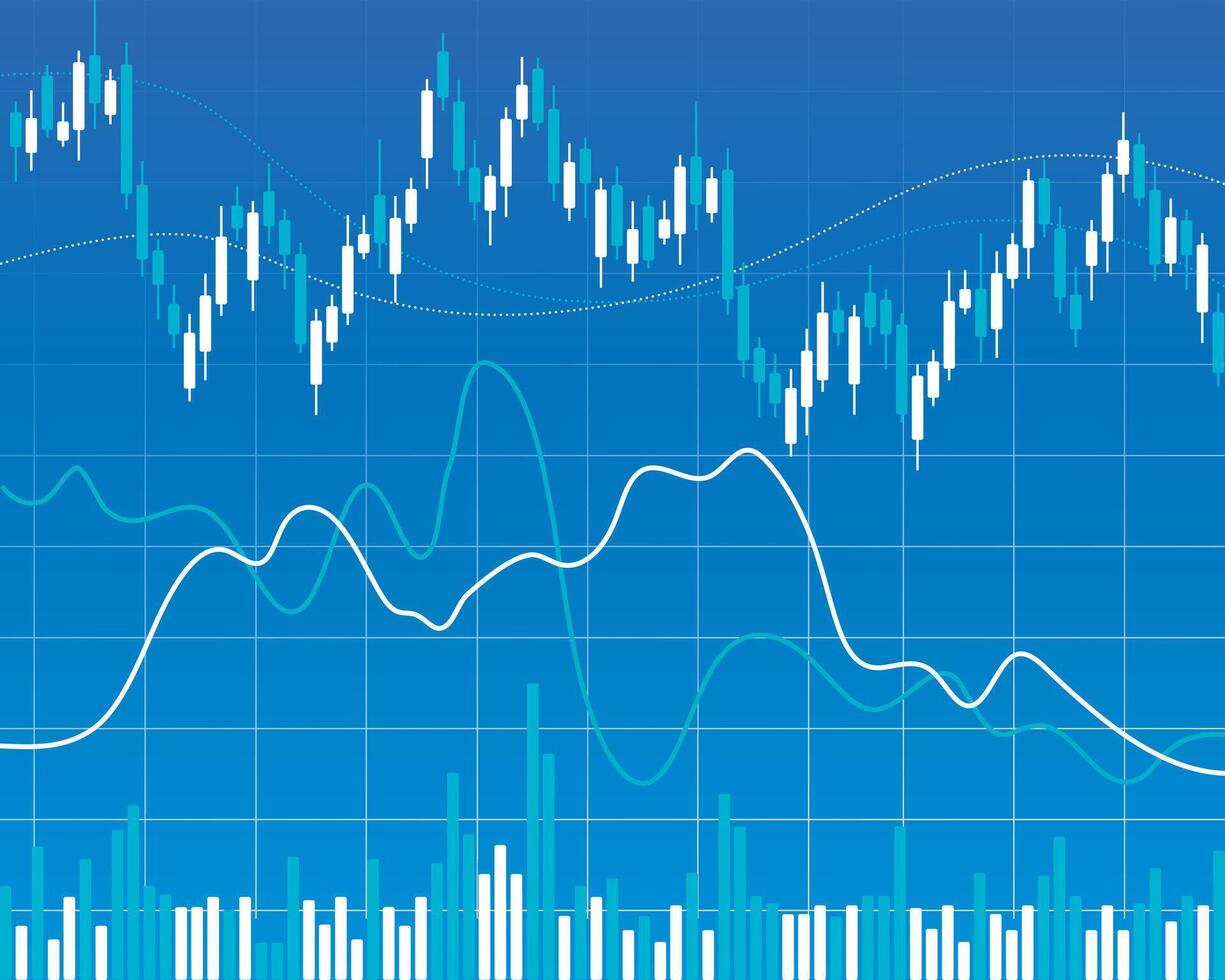 Financial Data Graph. Modern abstract financial graph illustration with blue charts lines and data analysis visualization concept for economy statistics and trading vector