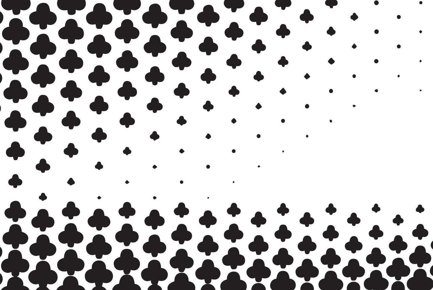 Abstract pattern of black and white clover shapes vector