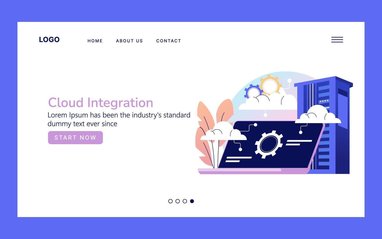 Cloud Integration Illustration with Server Elements vector