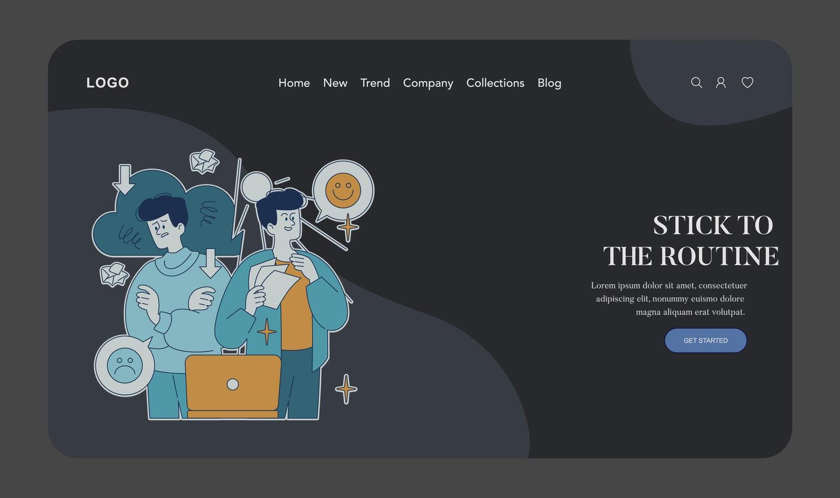 Illustrative Website Design with Routine Focus vector