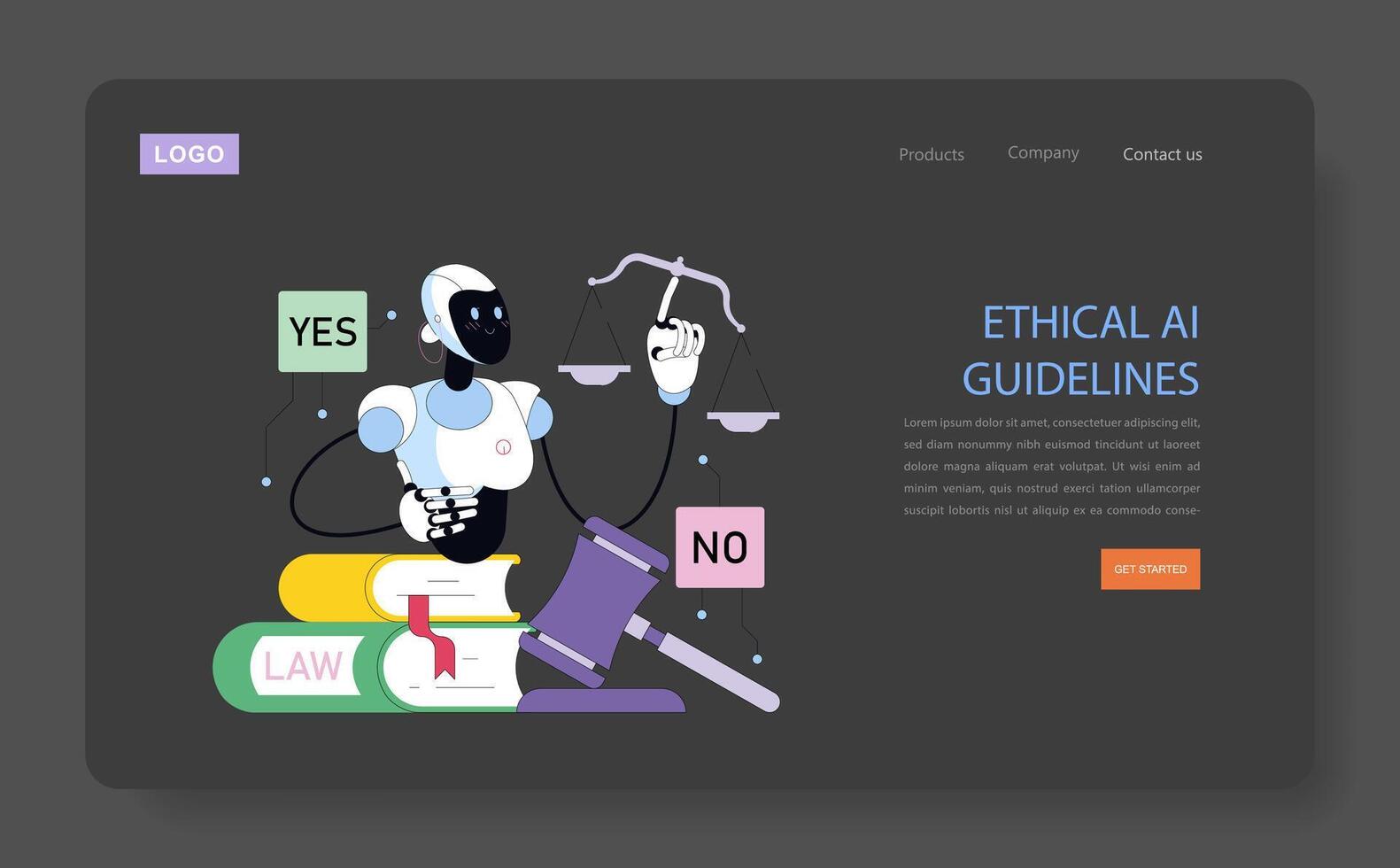 Ethical AI Guidelines with Robot Balancing Law vector