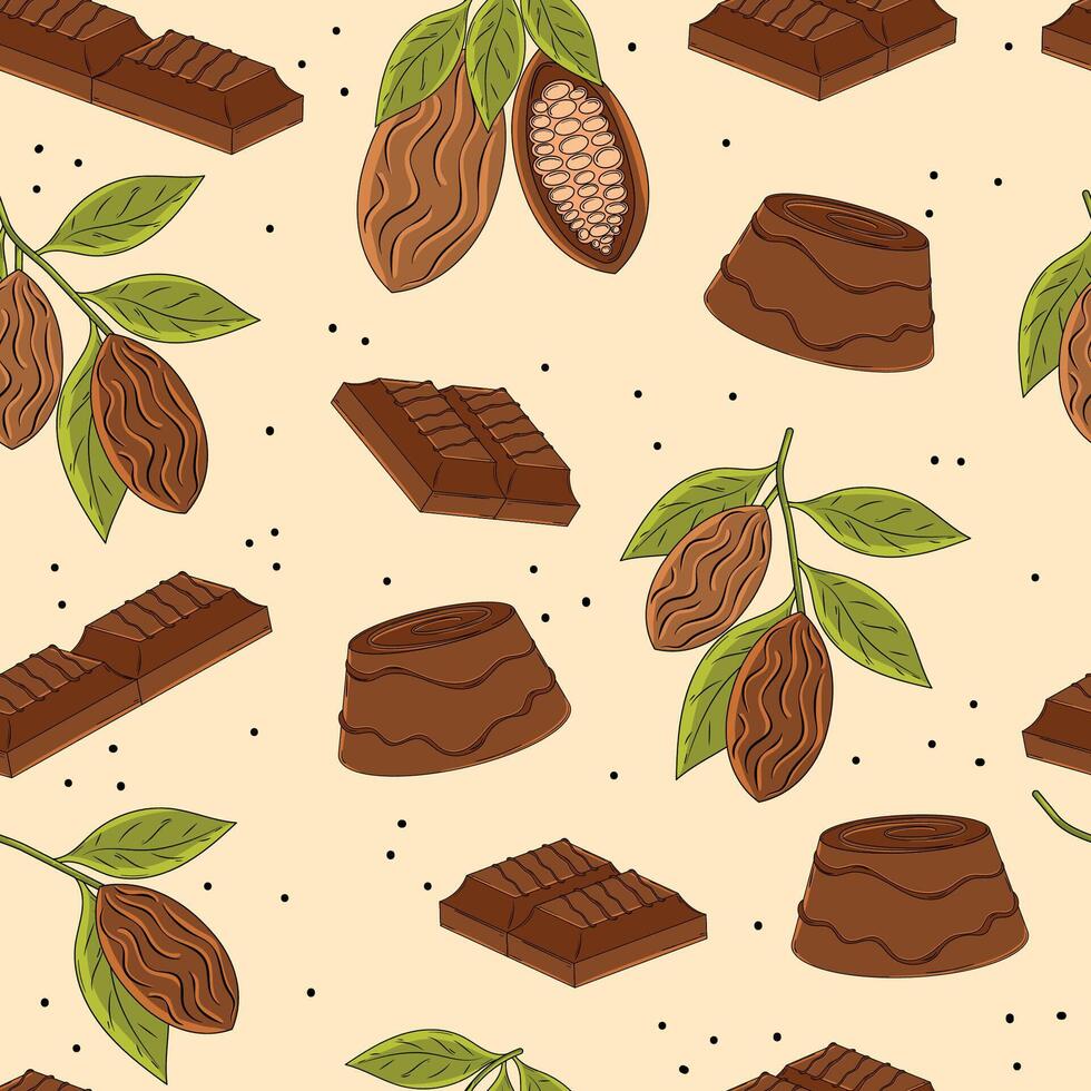 Cocoa and chocolate pattern design vector