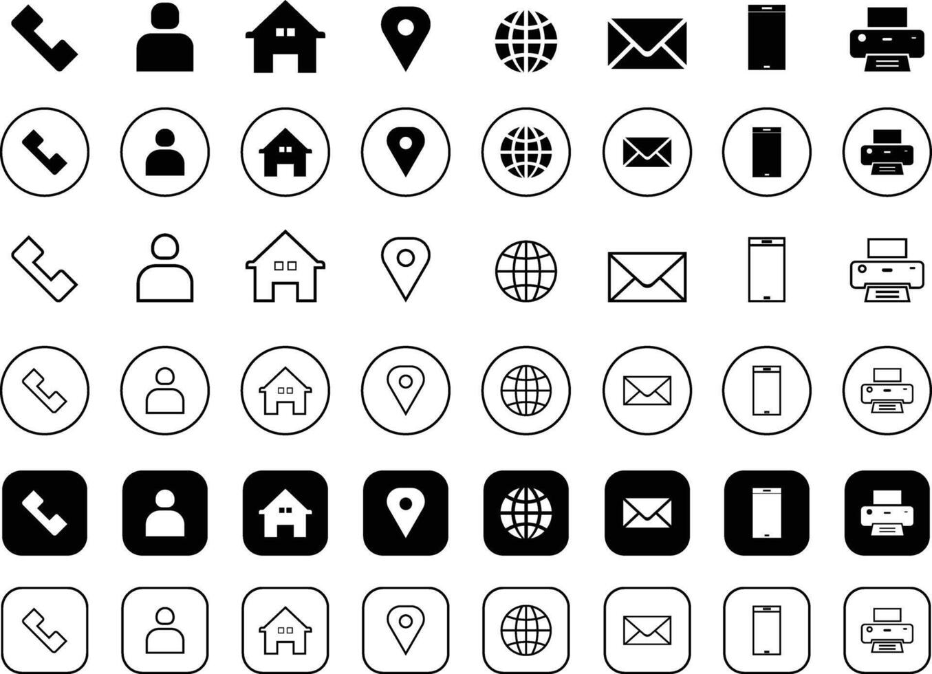 Contact us icon. Web icons set , home, call, email, address, location, globe, fax, message, envelope, mobile, telephone, website, icon . Communication contact information icon. Business card icon set vector