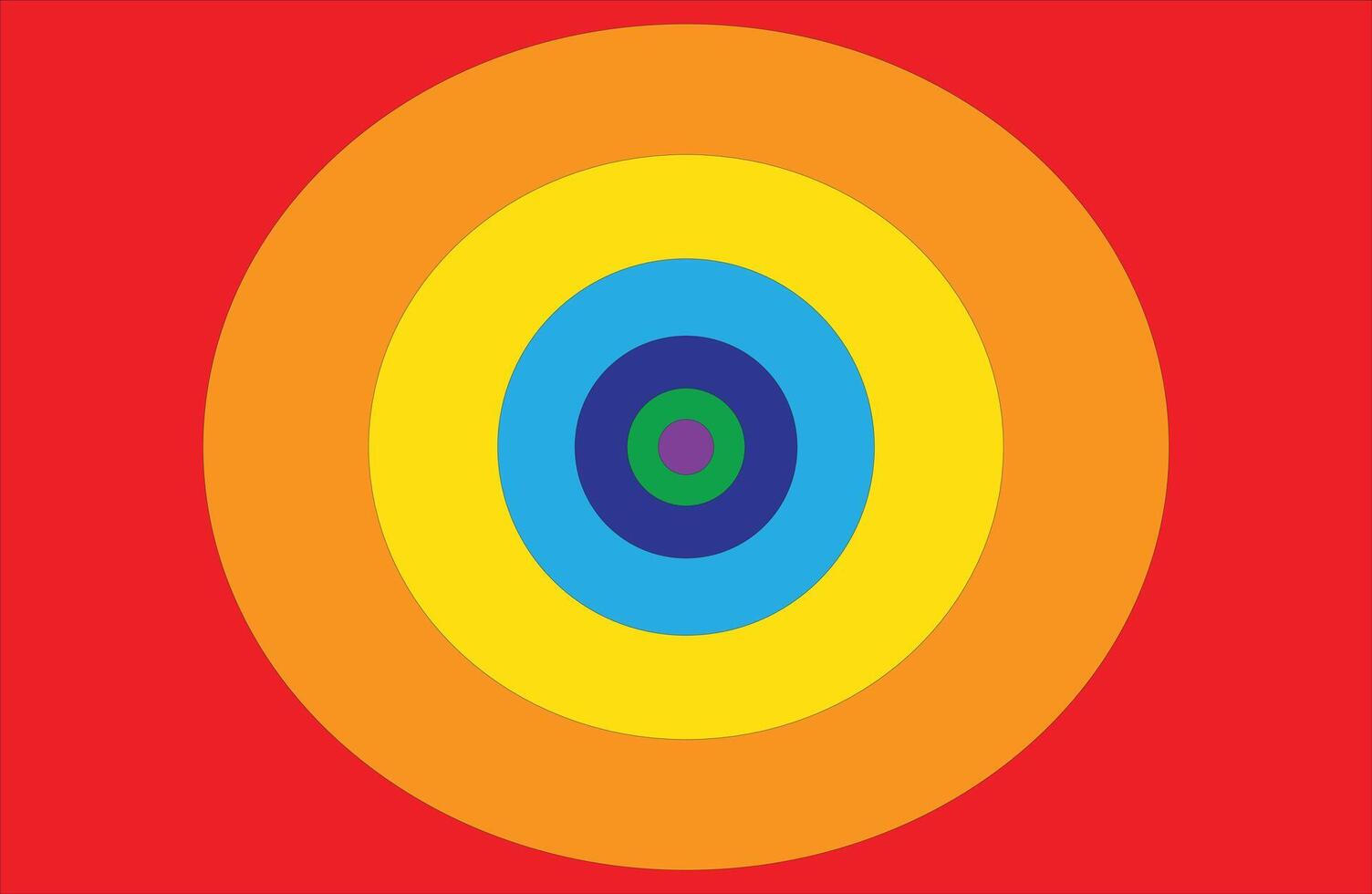 Rainbow Color Concentric Circles Target on Red Background with Green Center bullseye vector