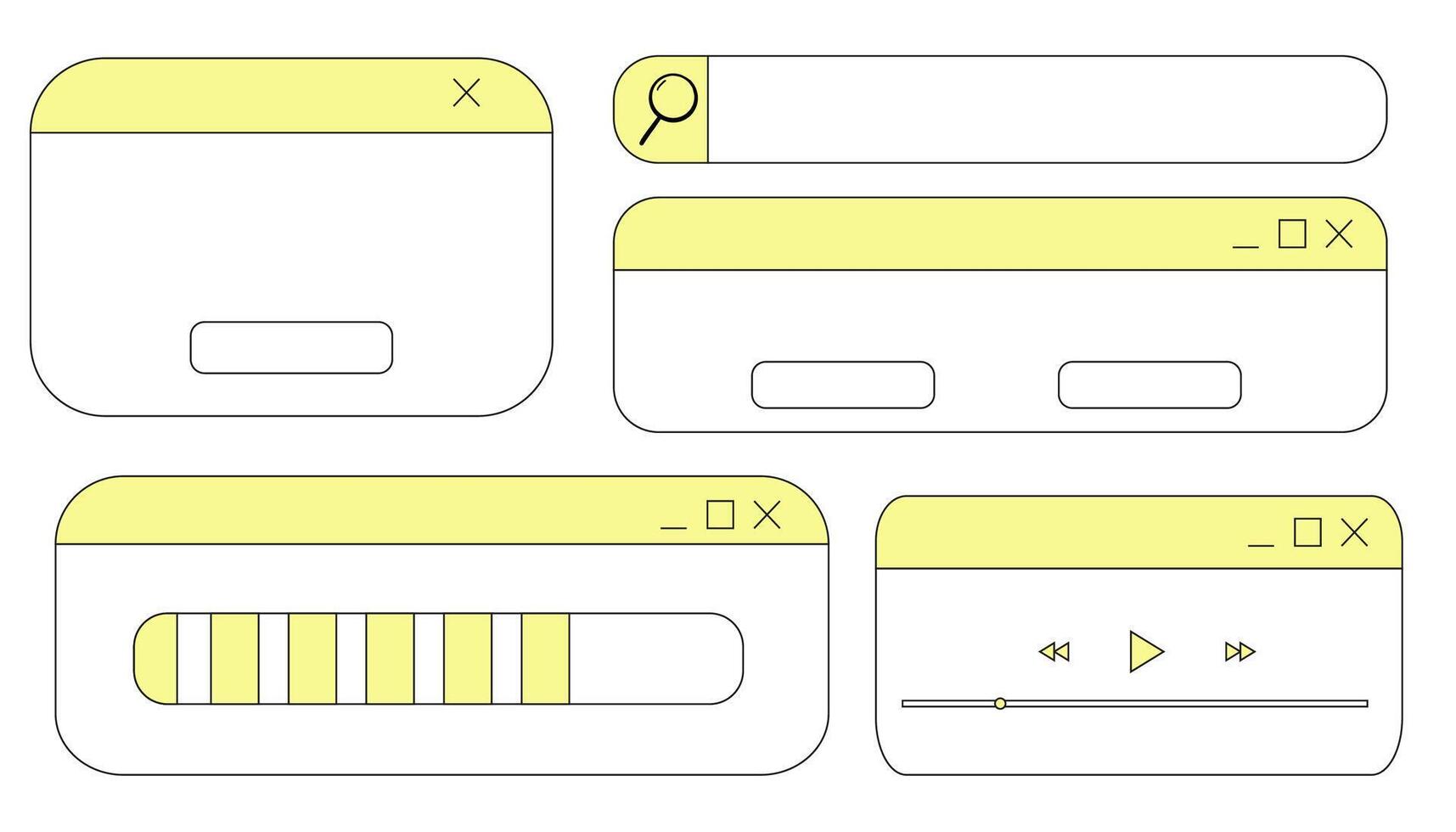 Retro window y2k browser frame y2k interface doodle old border, chat or dialog box, player search box. Desktop ui screen vintage aesthetic. vector