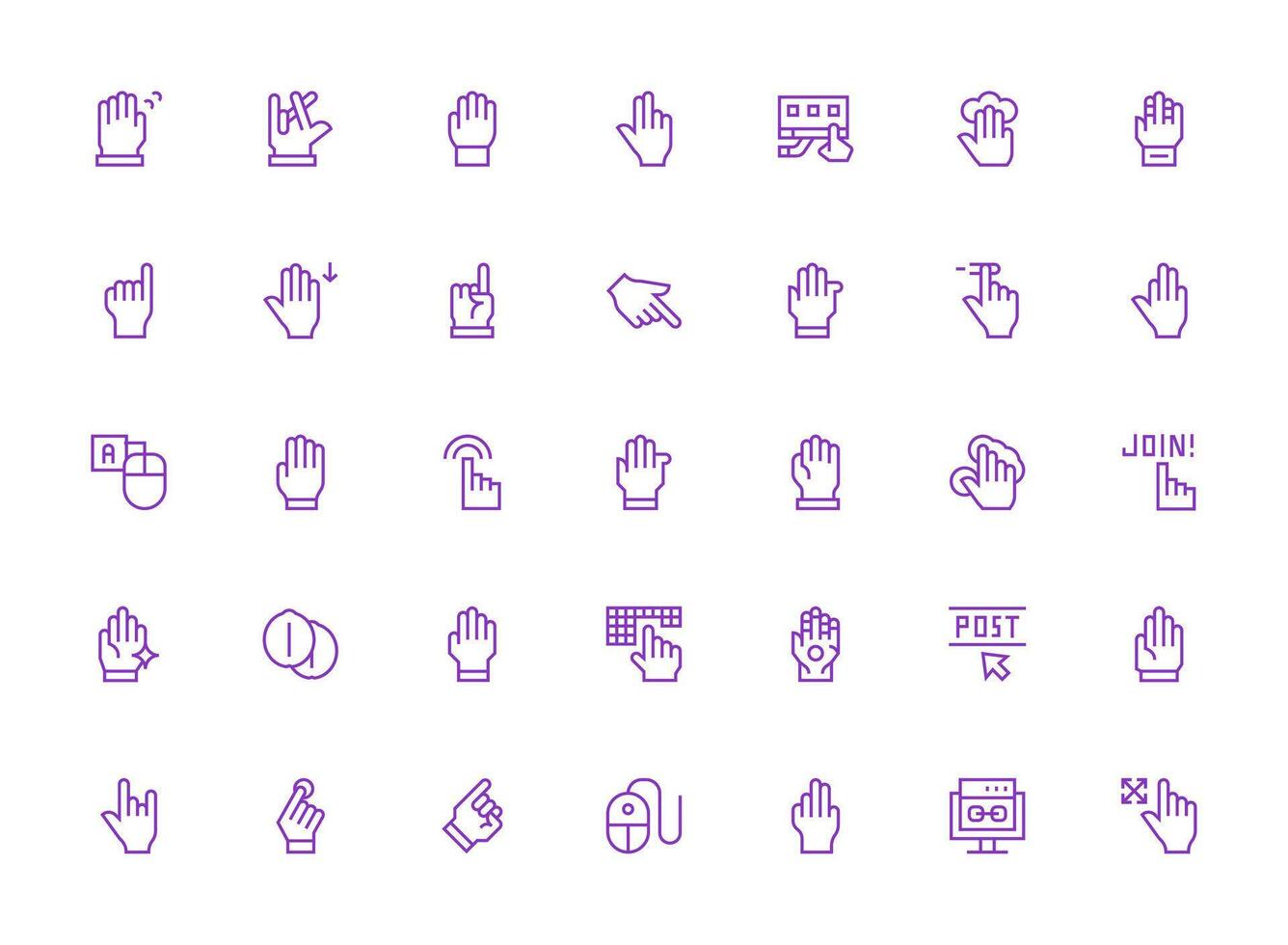 hacer clic icono conjunto con 35 regular limpiar línea gráficos vector