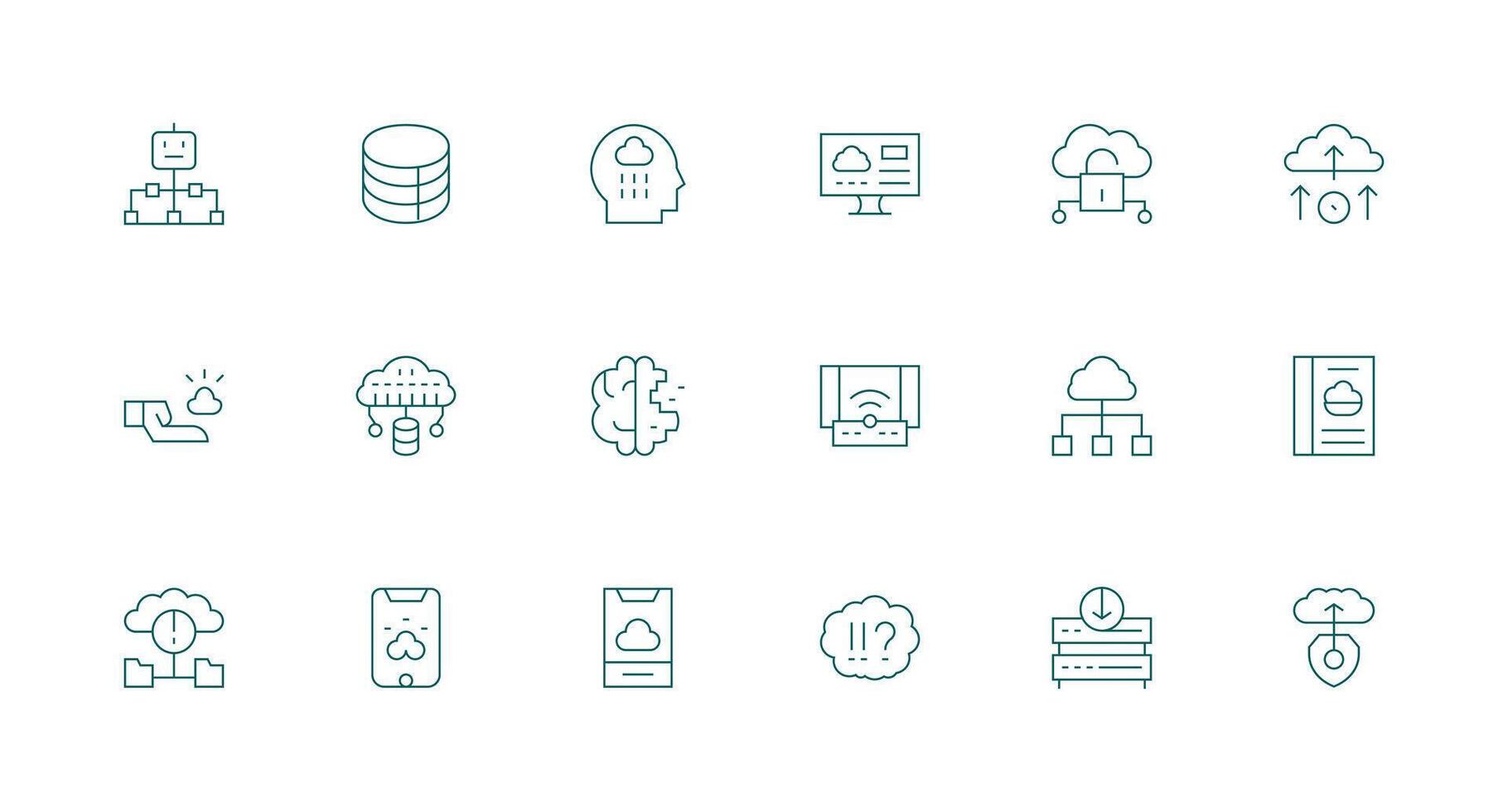 Minimal Line Style Cloud Computing Icons with 18 Vectors