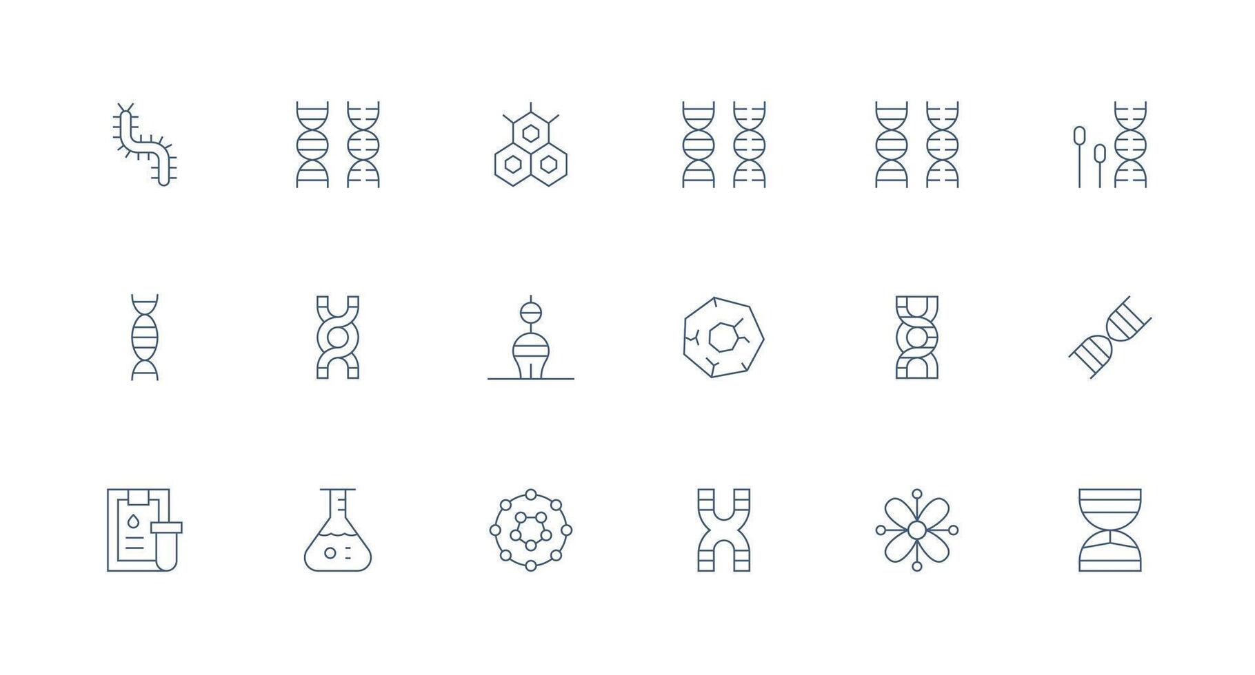 Biochemistry Design Icons featuring 18 in Minimal Line Style vector