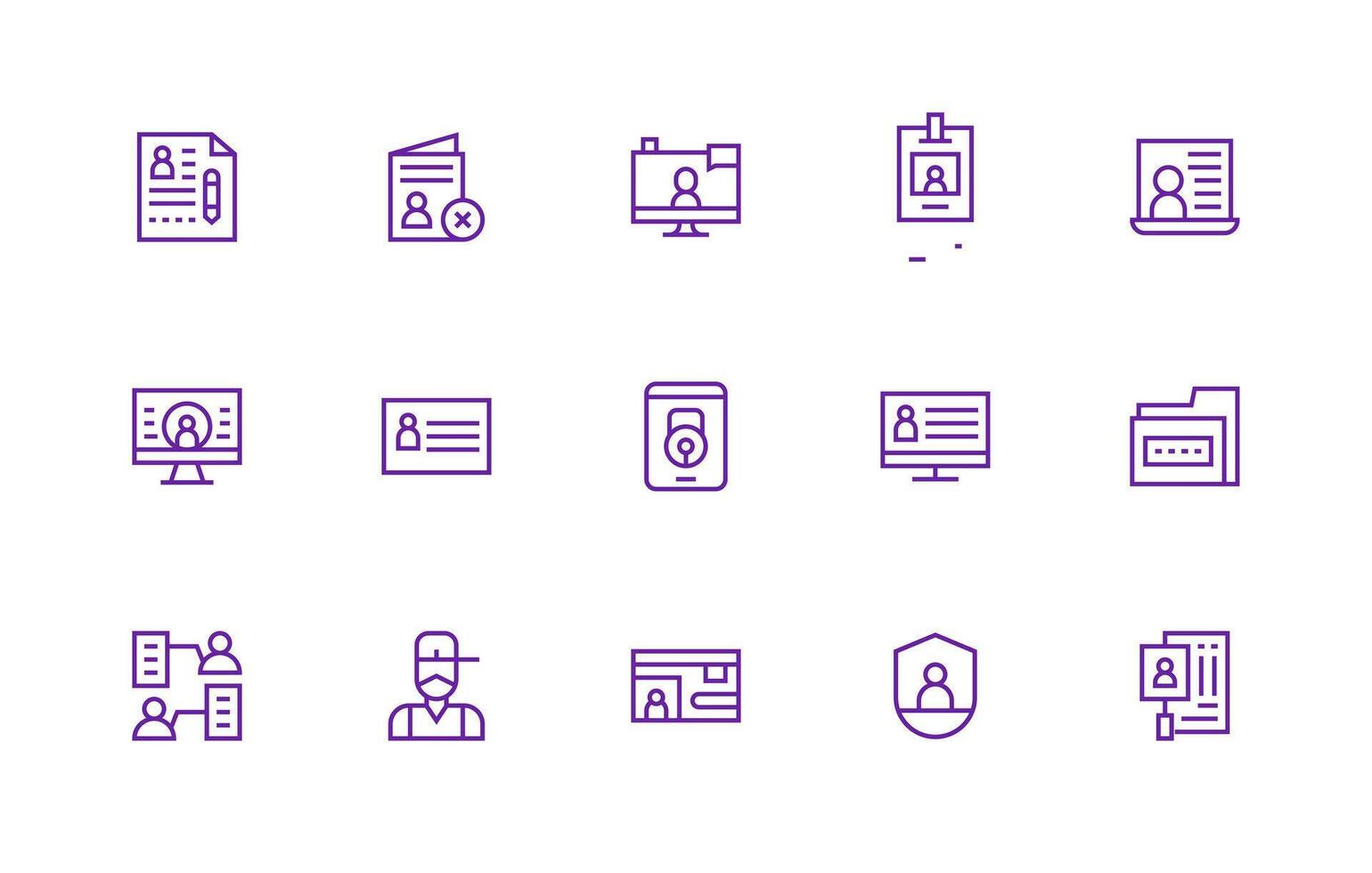 15 Regular Line Style Icons from Personal Data Collection vector