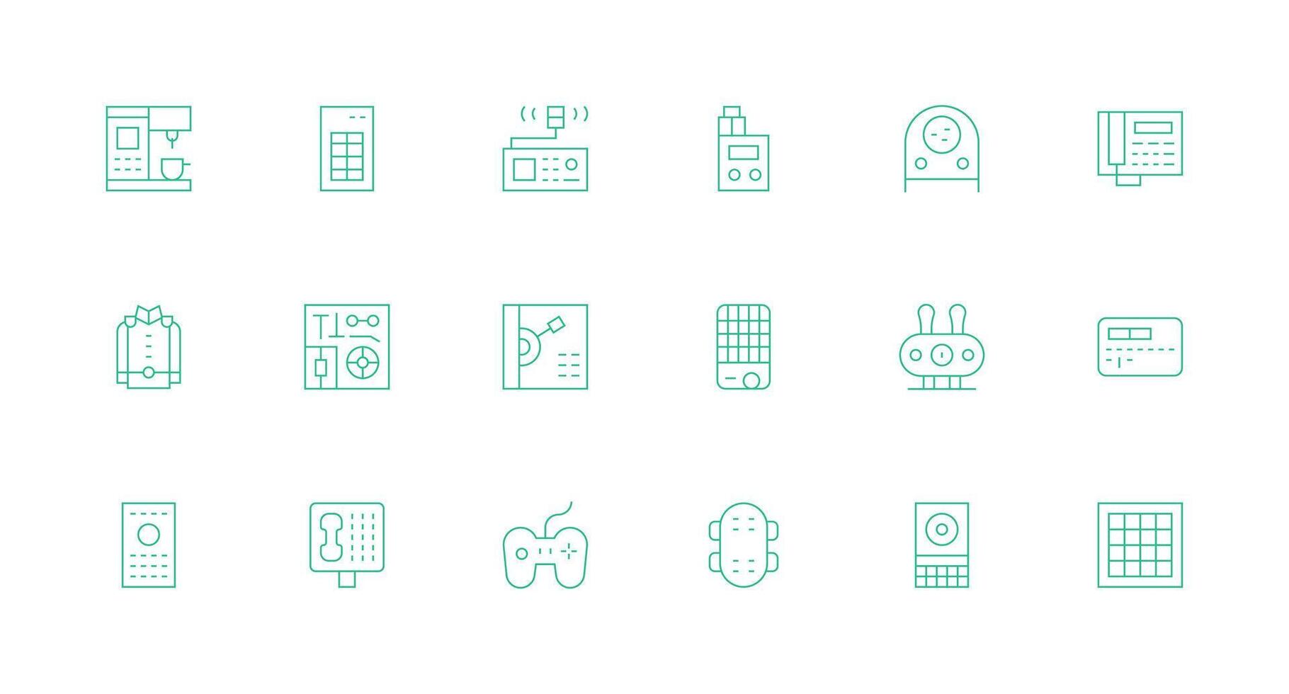 Buttons Icon Set with 18 Minimal Line Graphics vector