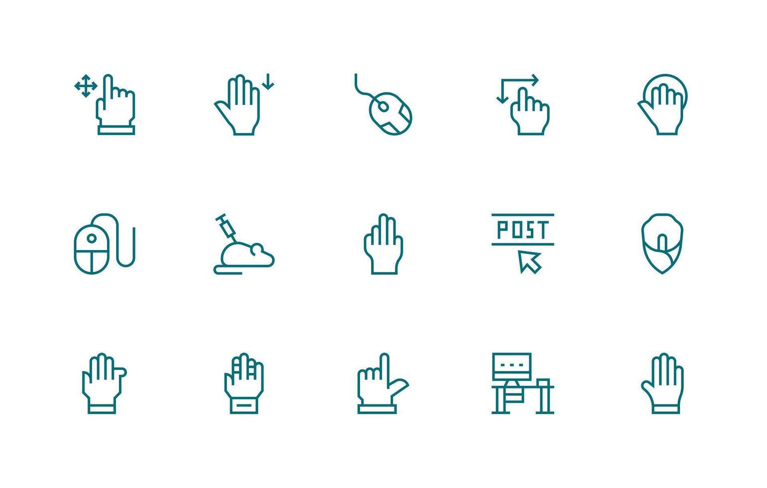 Regular Line Icons from Mouse Set with 15 Vectors