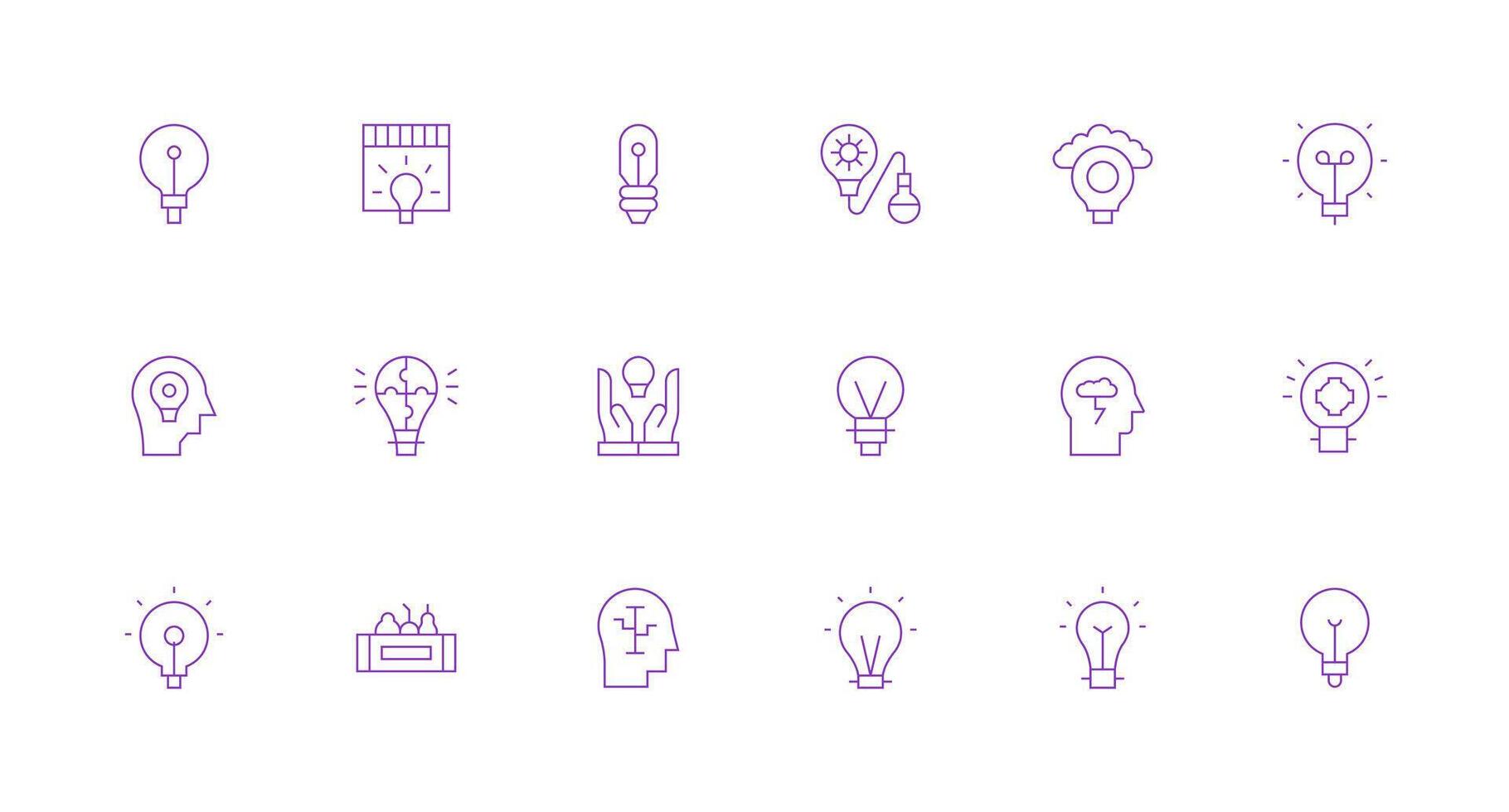 18 Minimal Line Style Icons from Brainstorming Collection vector