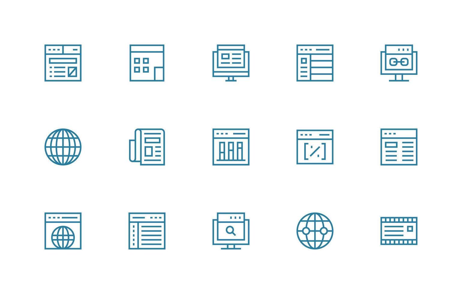 Web Page Set with 15 Regular Line Icons vector
