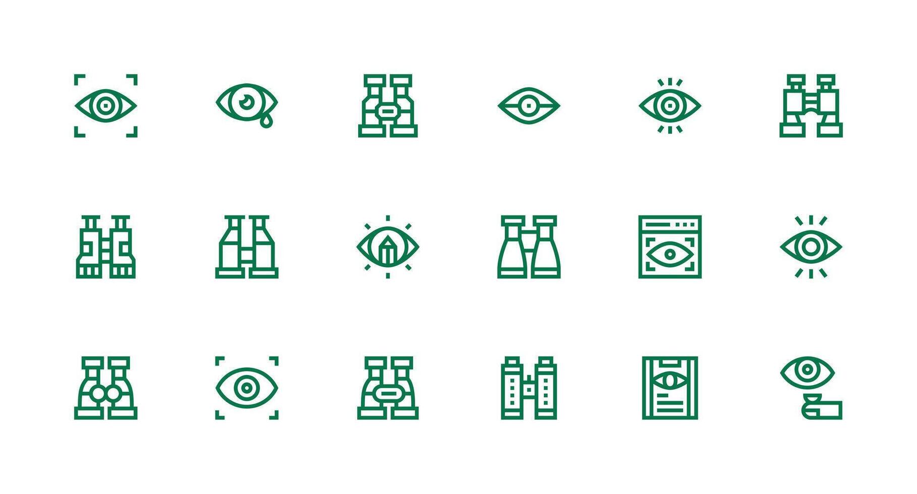 18 Icons for Observe in Strong Stroke Line Format vector