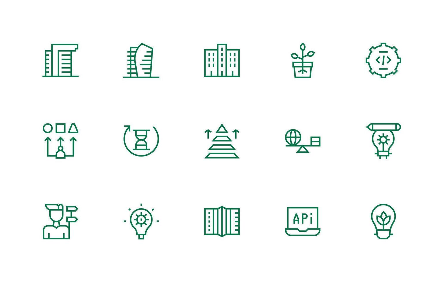 Regular Line Style Development Icons with 15 Vectors