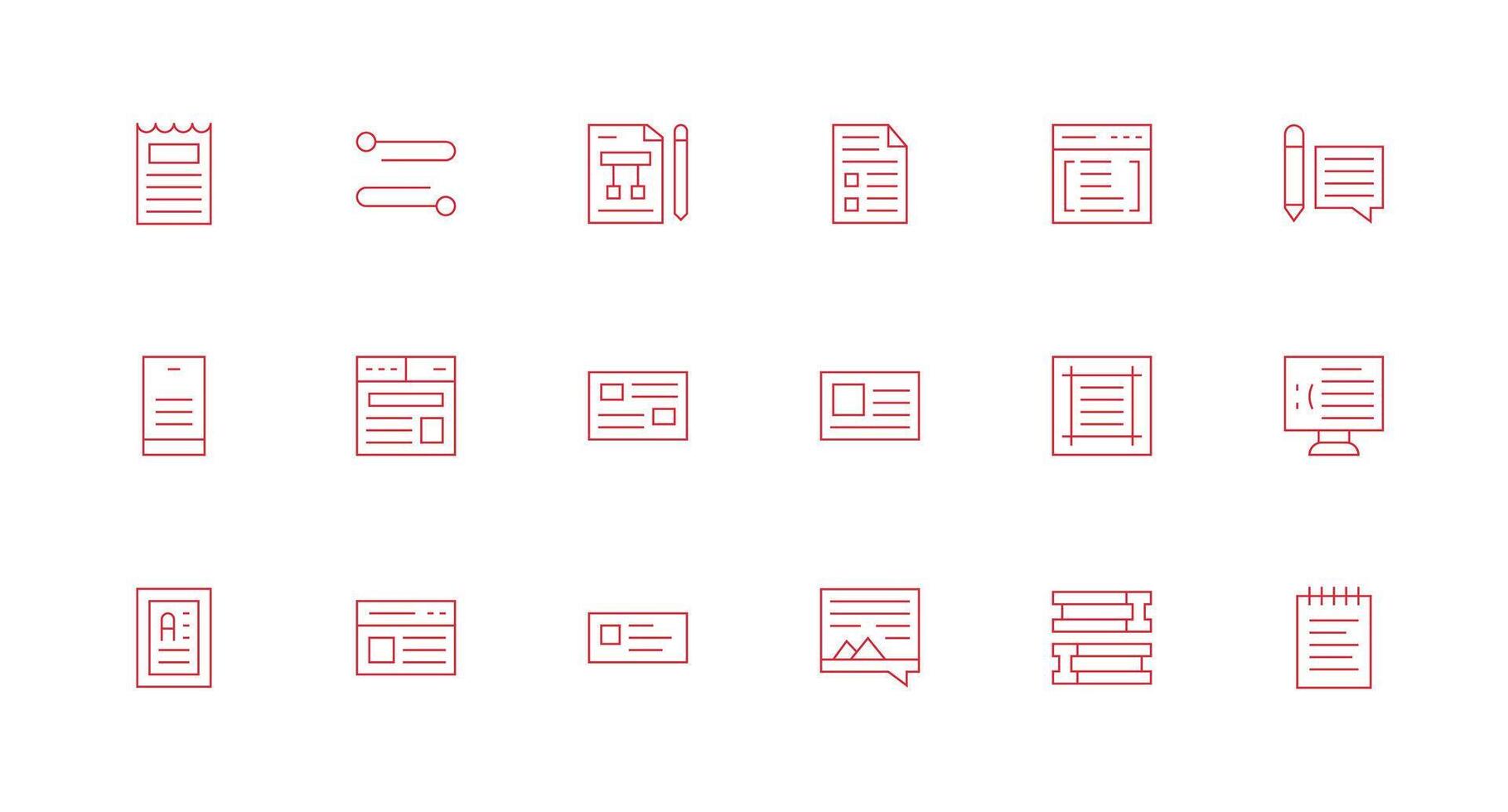 Minimal Line Icons from Paragraph Set with 18 Vectors