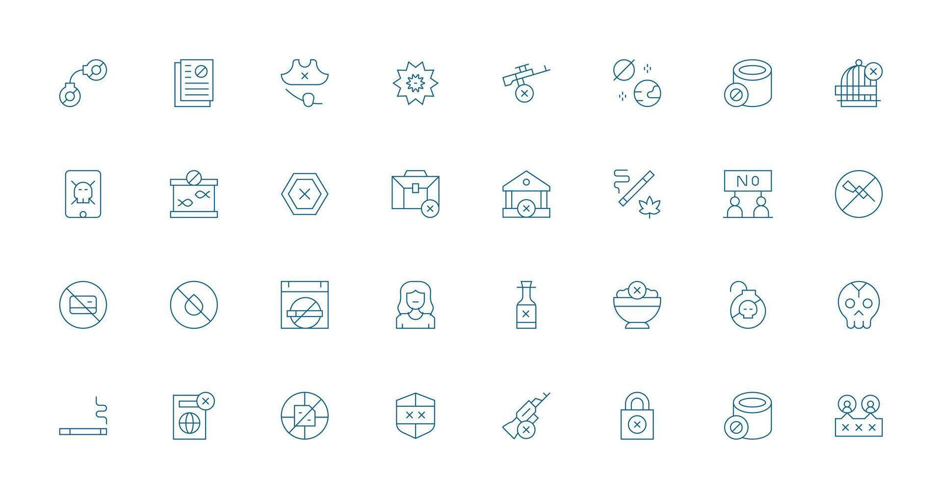 32 Icons for Forbidden in Thin Line Format vector