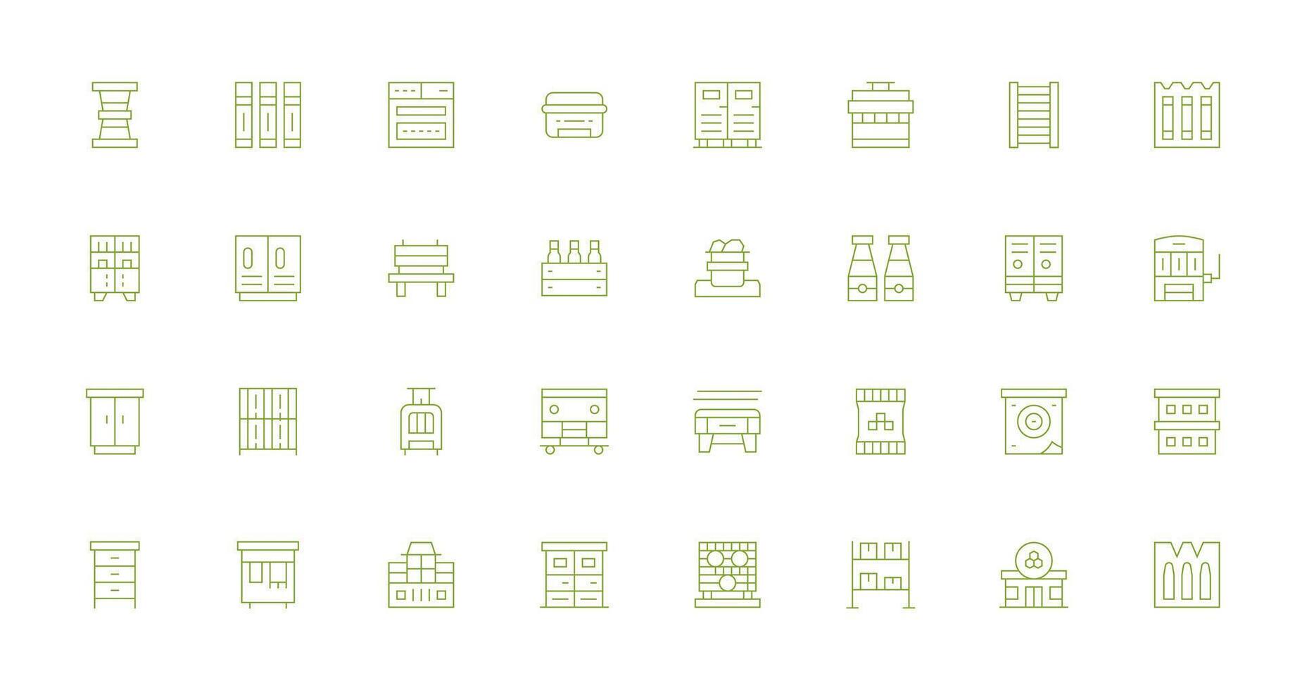 Storage Unit Set with 32 Thin Line Icons vector
