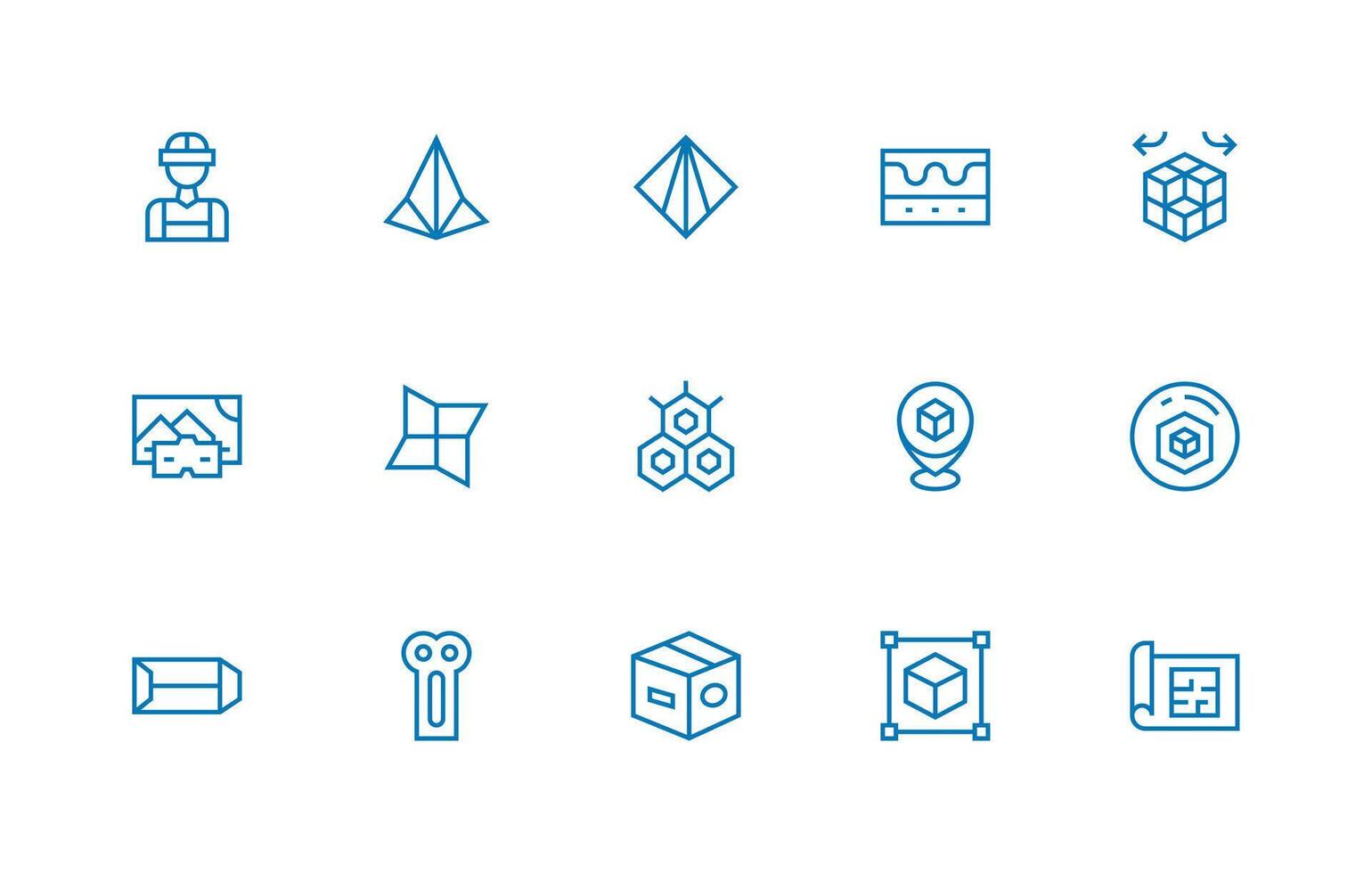 15 Icons for 3D in Regular Line Format vector