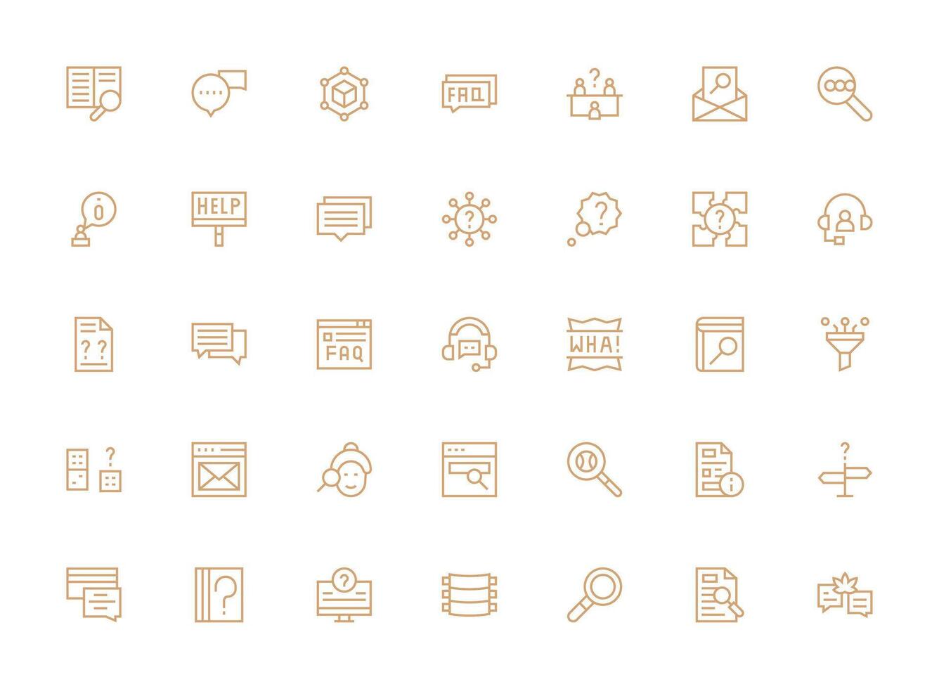 Query Icon Set with 35 Regular Clean Line Graphics vector