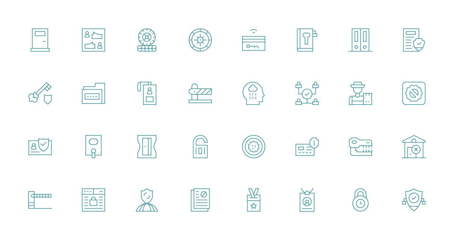 Access Control Icon Collection with 32 Thin Line Designs vector