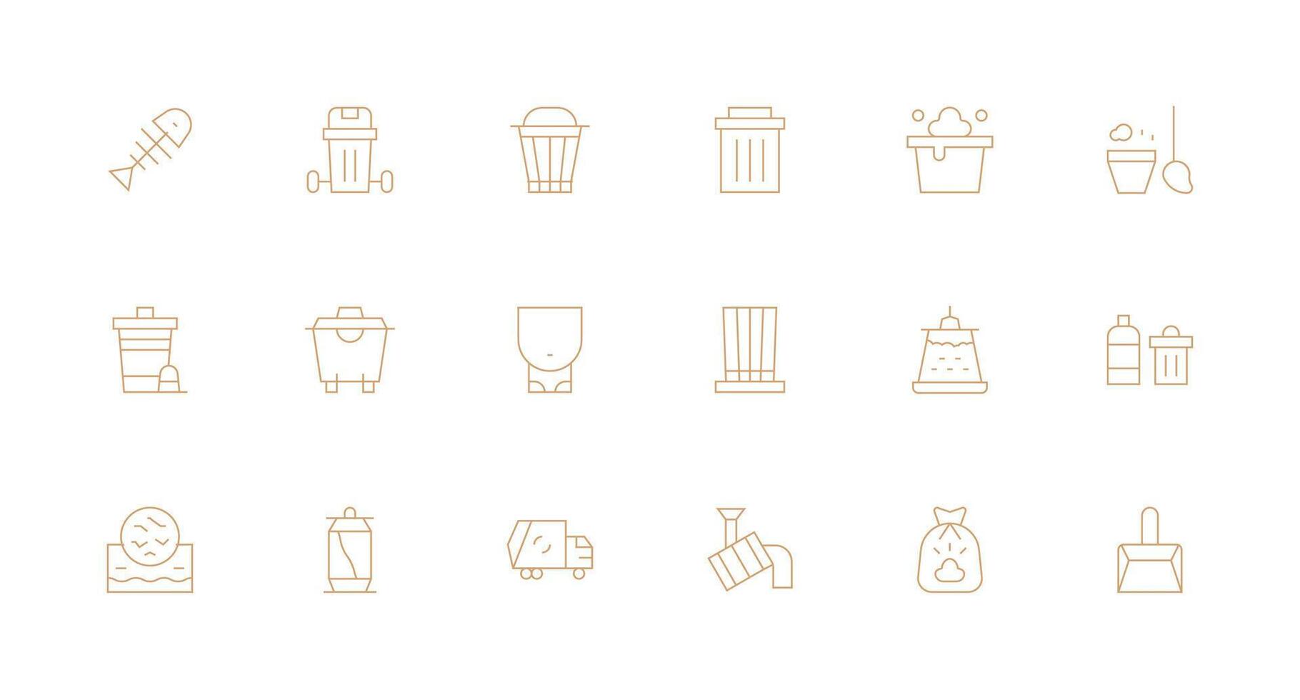 Garbage Set with 18 Minimal Line Icons vector