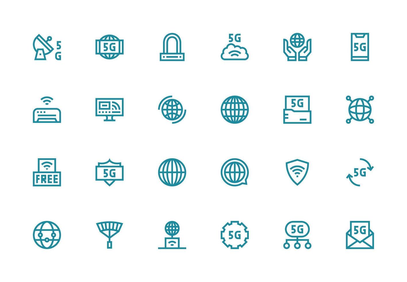 24 Thick Line Line Icons for Internet Access Graphics vector