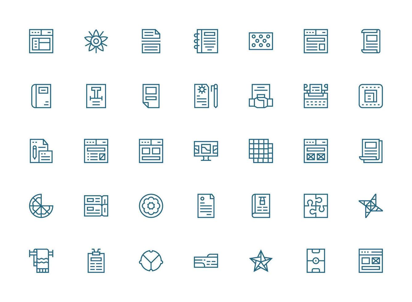 Regular Clean Line Style Template Icons with 35 Vectors