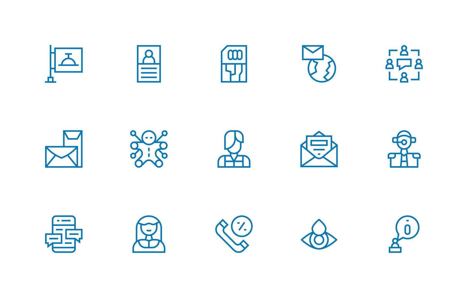 15 Icons for Contact in Regular Line Format vector