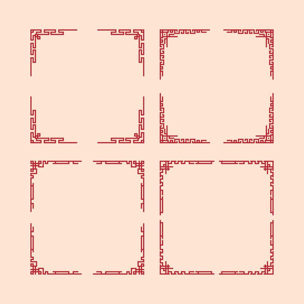 The four red frames are all different sizes and shapes. They are arranged in a grid, with each frame being next to another. The frames are all red, which gives them a bold and eye-catching appearance vector