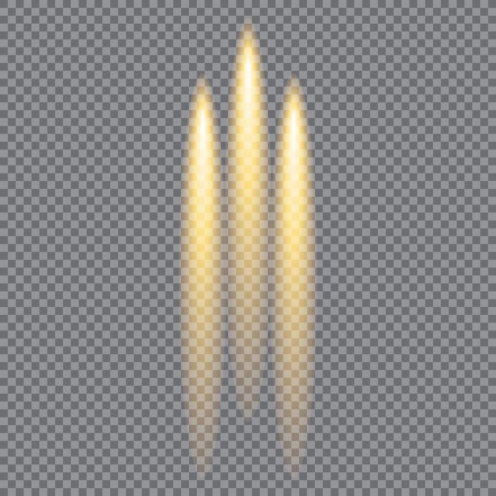 Three bright yellow lights are shining on a clear background. The lights are arranged in a row, with the middle one slightly taller than the other two. The overall effect is one of brightness vector