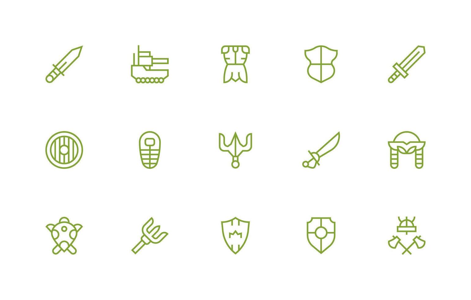 Armor Icon Set with 15 Regular Line Graphics vector