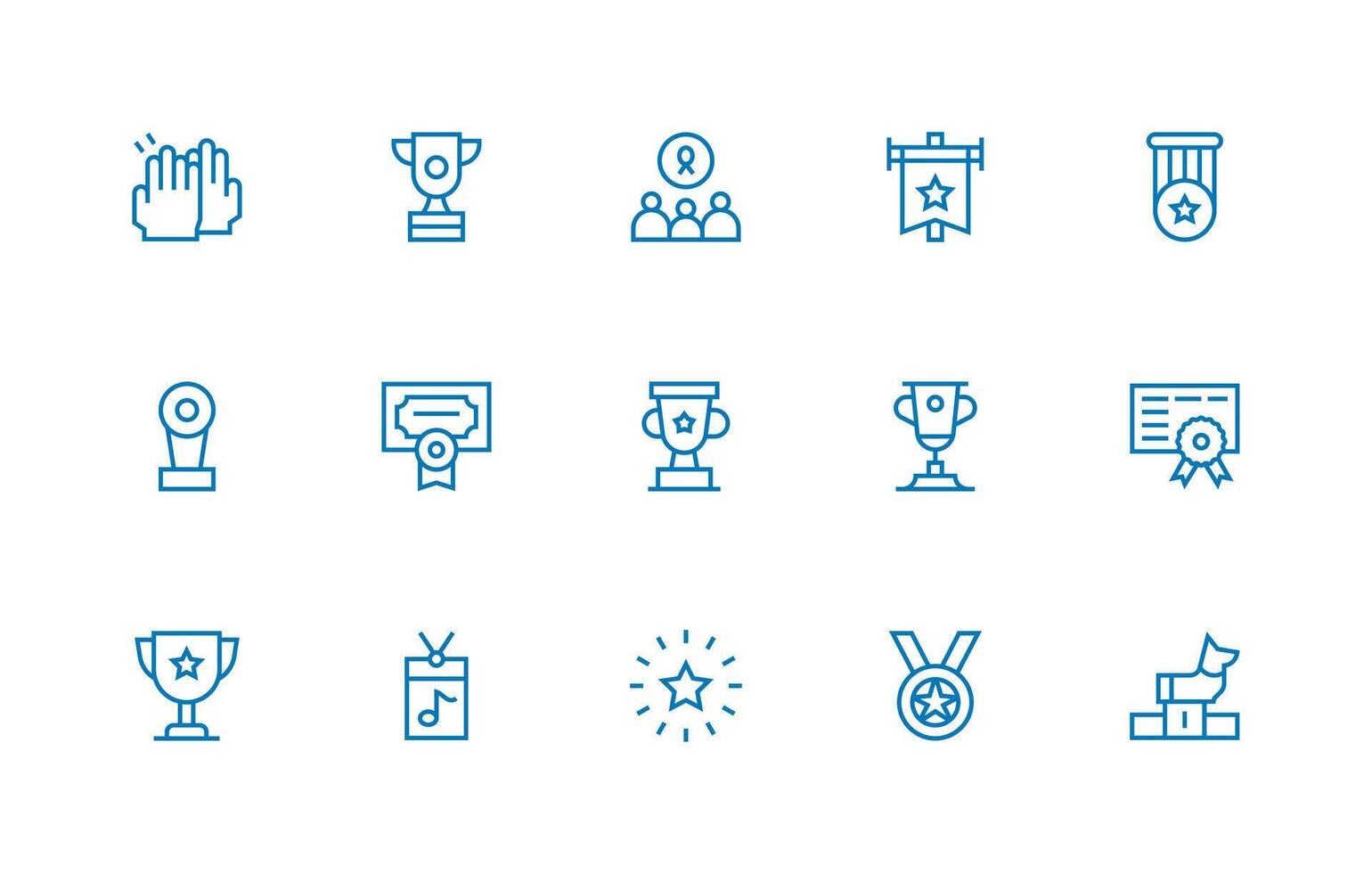 Recognition Design Icons featuring 15 in Regular Line Style vector