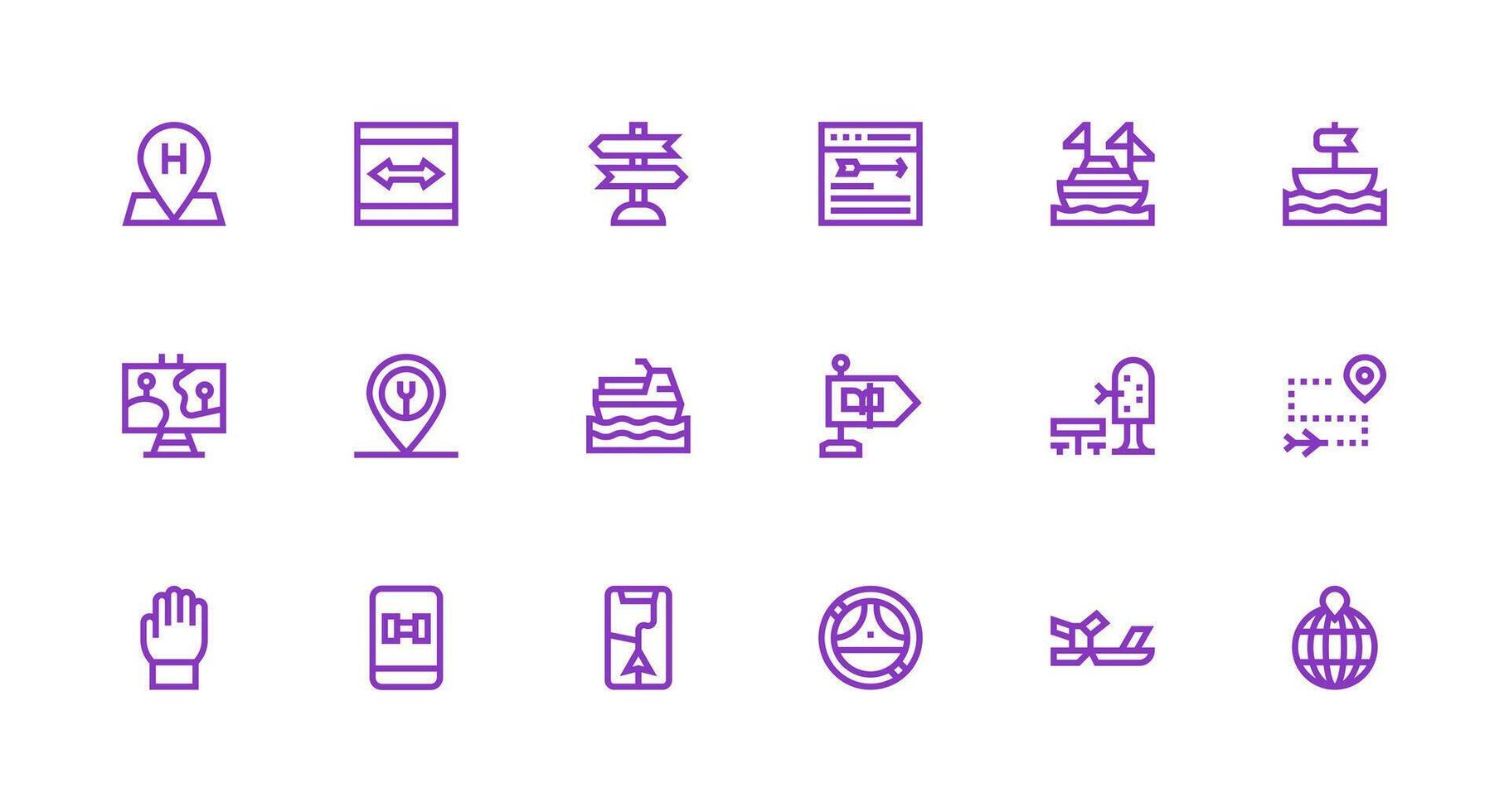 18 Icons for Navigation in Strong Stroke Line Format vector