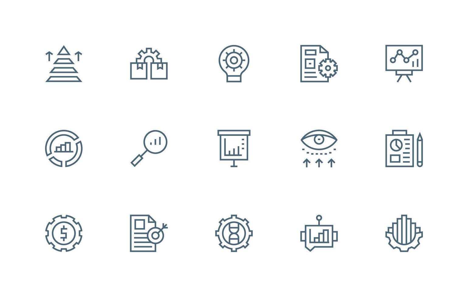 Improvement Icon Set with 15 Regular Line Graphics vector