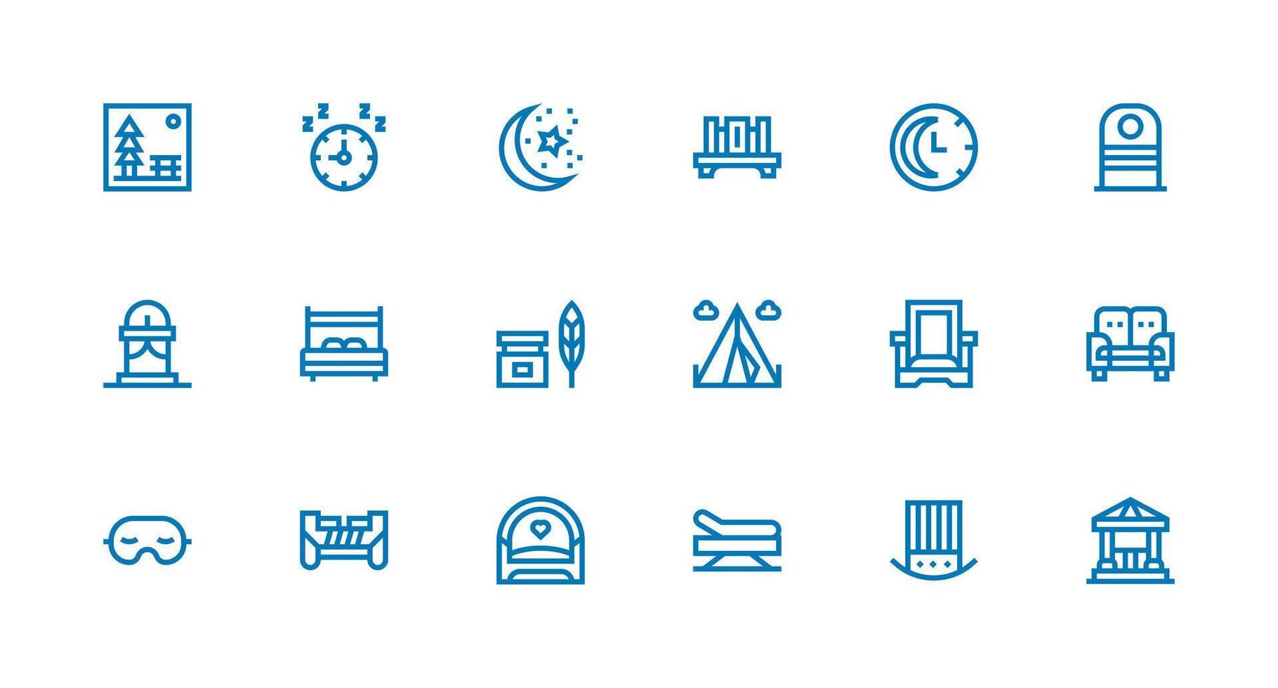 Rest Icon Set with 18 Strong Stroke Line Graphics vector