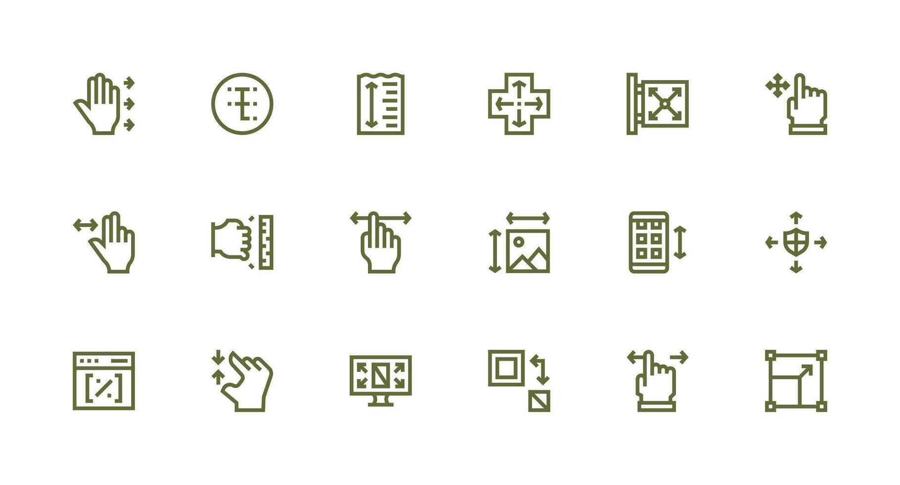 Resize Icon Set with 18 Strong Stroke Line Graphics vector