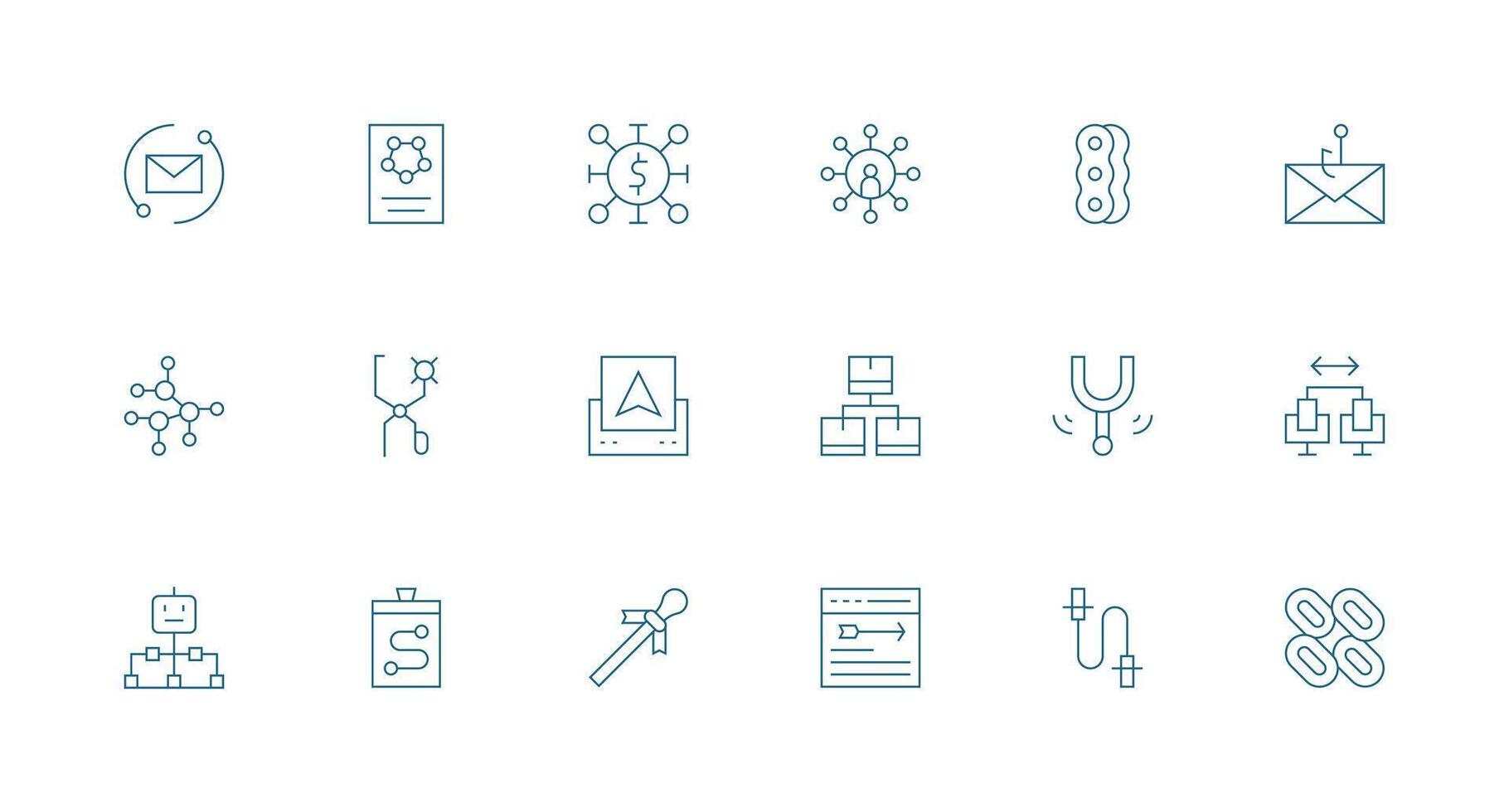 Link featuring 18 Icons in Minimal Line Design vector
