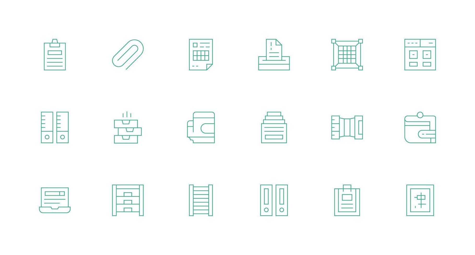 Filing Icon Set with 18 Minimal Line Graphics vector